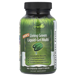Irwin Naturals, Living Green Liquid-Gel Multi® para hombres, 90 cápsulas blandas líquidas