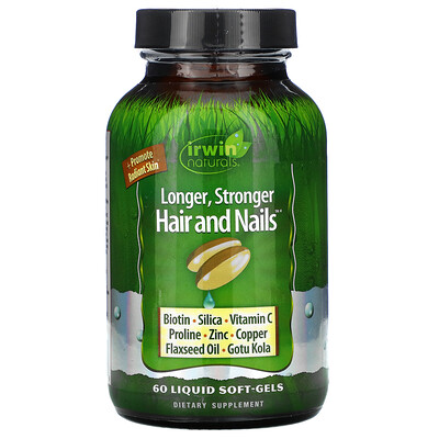 Irwin Naturals Longer, Stronger Hair and Nails, 60 Liquid Soft-Gels