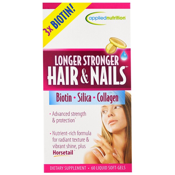 appliednutrition, Längere Stärkere Haare & Nägel, 60 Flüssige Weichkapseln