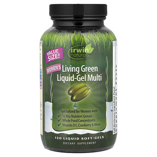 إيروين ناتشورالز‏, Living Green Liquid-Gel Multi للنساء، 120 كبسولةً هلاميةً سائلةً