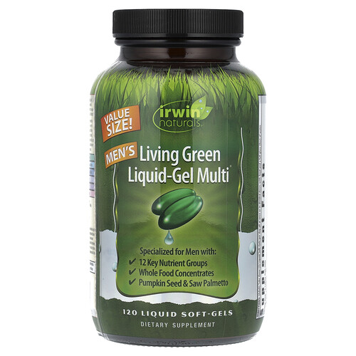 Irwin Naturals Men's Living Green Liquid-Gel Multi®, 120 Liquid Soft-Gels