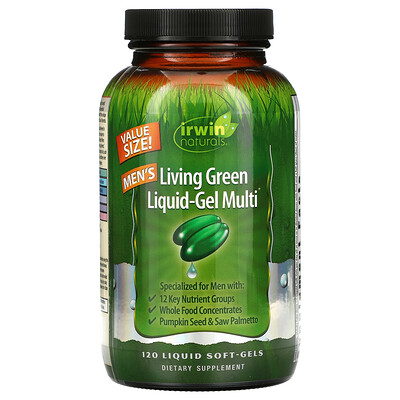 Irwin Naturals Men's Living Green Liquid-Gel Multi, 120 Liquid Soft-Gels