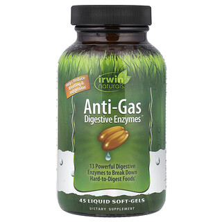 Irwin Naturals, Anti-Gas Digestive Enzymes™, 45 Liquid Soft Gels