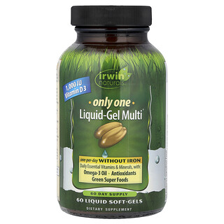 Irwin Naturals, Only One, Liquid-Gel Multi®, vas nélkül, 60 db folyékony lágyzselé