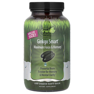 Irwin Naturals, Ginkgo Smart, Concentration & Mémoire maximum, 120 Gélules molles liquides
