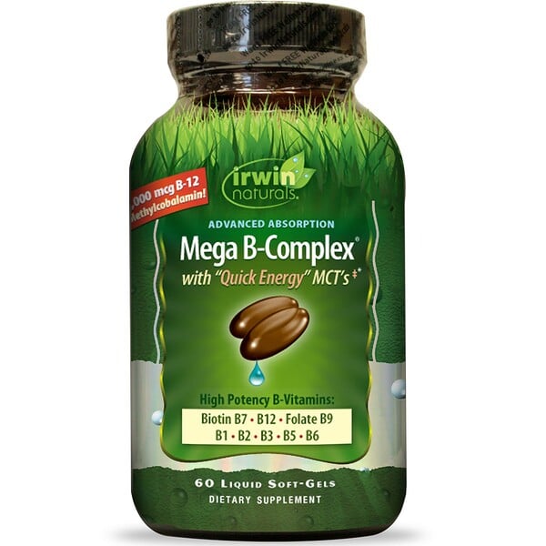 Irwin Naturals, Mega B Complex With Quick Energy MCT's, 60 Liquid Soft ...