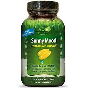 Irwin Naturals, Sunny Mood, солнечное настроение, 75 жидкостных желатиновых капсул инструкция, применение, состав, противопоказания