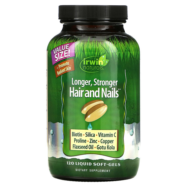 Irwin Naturals, Longer, Stronger Hair and Nails, 120 Liquid Soft-Gels