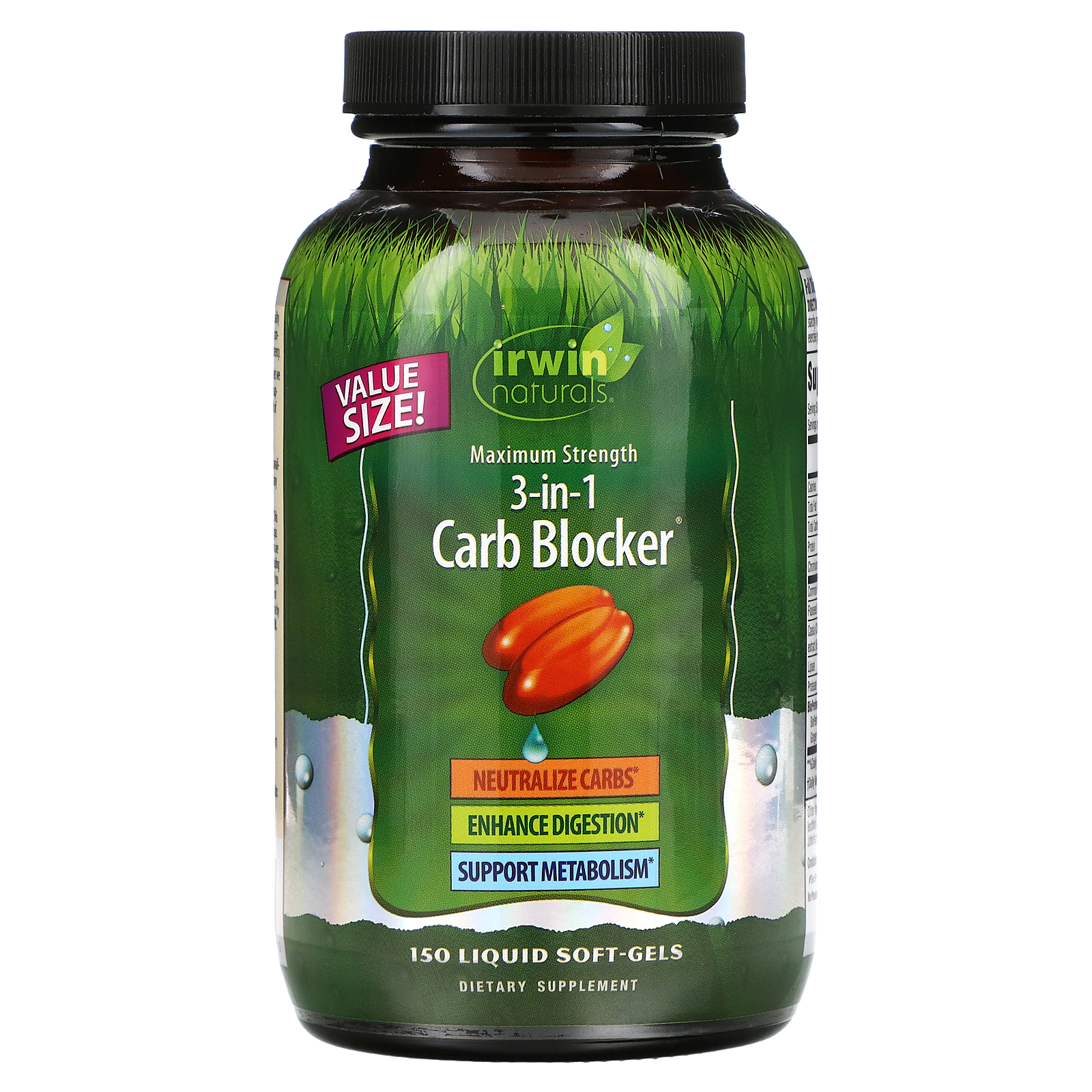 Irwin Naturals, 3in1 Carb Blocker, Maximum Strength, 150 Liquid SoftGels