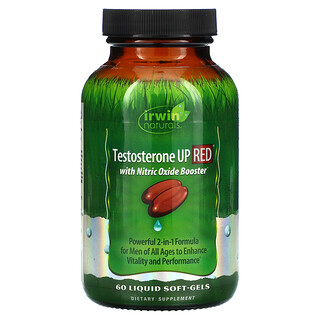 Irwin Naturals, منتج Testosterone UP RED الغني بمعززات أكسيد النيتريك، 60 كبسولة هلامية سائلة