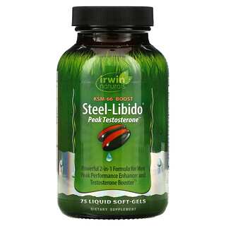 Irwin Naturals, Steel-Libido، قمة التيستوستيرون، 75 كبسولة جل ناعمة