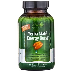 Отзывы о Ирвин Натуралс, Yerba Mate, Energy Burst, 60 Liquid Soft-Gels