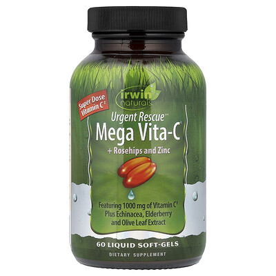 Irwin Naturals, Urgent Rescue®, Mega Vita-C con rosa mosqueta y zinc, 60 cápsulas blandas con contenido líquido