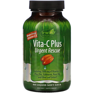 Irwin Naturals, "Скорая помощь Вита-C плюс", пищевая добавка с 1000 мг витамина C, 60 мягких желатиновых капсул с жидкостью