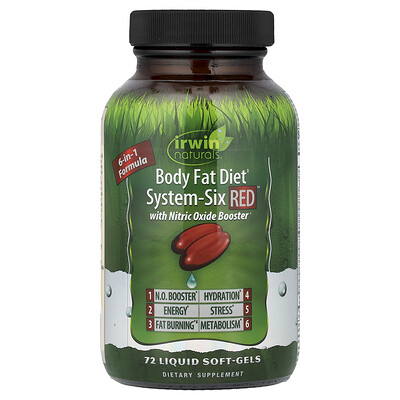 Irwin Naturals, Body Fat Diet, System-Six Red™, 72 cápsulas blandas con contenido líquido