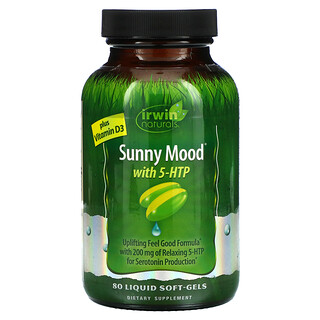 Irwin Naturals, Sunny Mood with 5-HTP, Plus Vitamin D3, 80 Liquid Soft-Gels