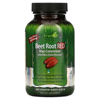 Irwin Naturals, Beet Root RED, Max-Conversion with Nitric Oxide Booster, 60 Liquid Soft-Gels