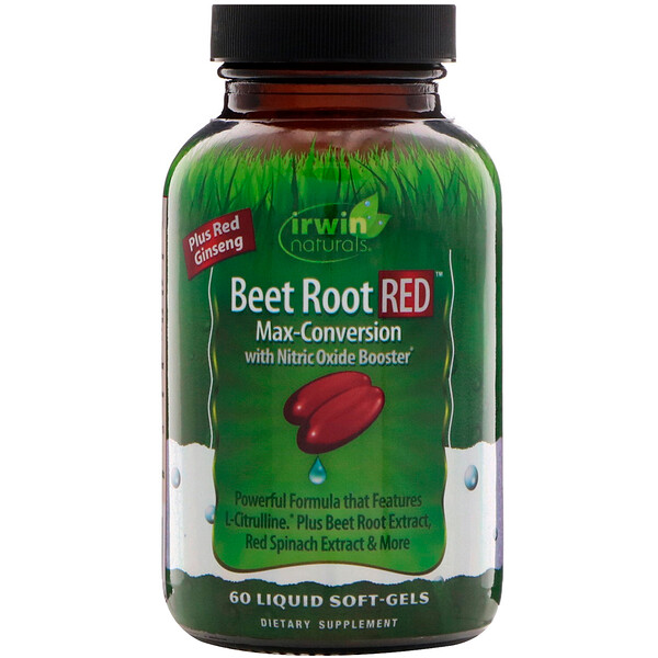 Irwin Naturals‏, Beet Root RED, Max-Conversion with Nitric Oxide Booster, 60 Liquid Soft-Gels