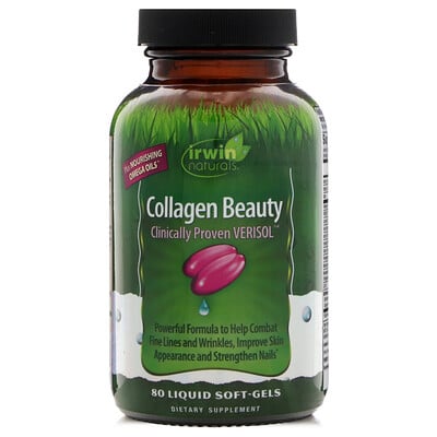 Irwin Naturals Коллаген для красоты, веризол с клинически доказанной эффективностью, 80 мягких капсул с жидким наполнителем