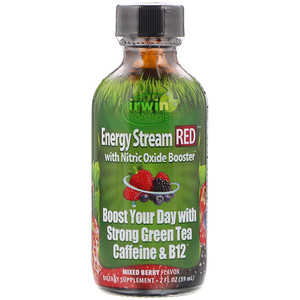 Отзывы о Ирвин Натуралс, Energy Stream RED with Nitric Oxide Booster, Mixed Berry Flavor, 2 fl oz (59 ml)