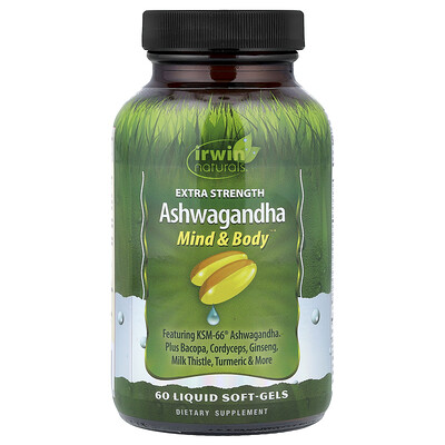 Irwin Naturals, Ashwagandha, 60 cápsulas blandas líquidas