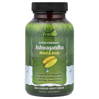 Irwin Naturals, Ashwagandha, 60 mit Flüssigkeit gefüllte Weichkapseln