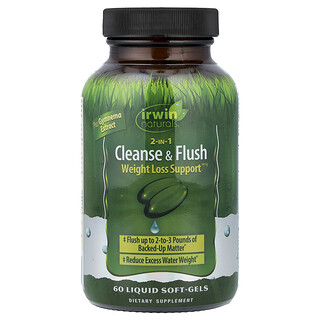 Irwin Naturals, 2-इन-1 क्लींस &amp; फ्लश वेट लॉस सपोर्ट, 60 लिक्विड सॉफ्ट-जेल्स