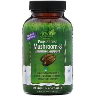 Irwin Naturals, Pure Defense Mushroom-8، لدعم المناعة، 60 كبسولة هلامية سائلة