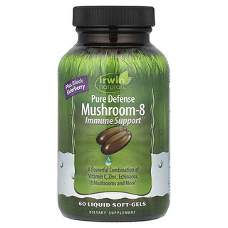 Irwin Naturals, Pure Defense Mushroom-8, Immune Support™, 60 de capsule moi lichide