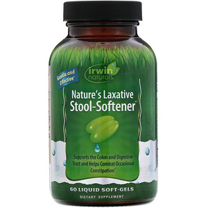 Ирвин Натуралс, Nature's Laxative Stool-Softener, 60 Liquid Soft-Gels отзывы