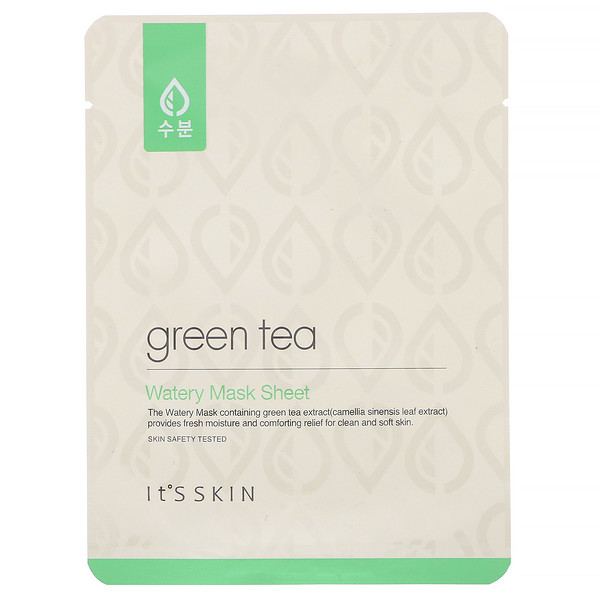 It's Skin, Green Tea, Watery Beauty Mask Sheet, 1 Sheet, 17 g