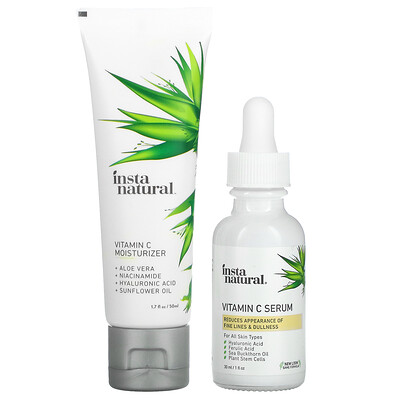 Купить InstaNatural Skin Brightening Vitamin C Essentials, Serum & Moisturizer Discovery Bundle, 1 Set
