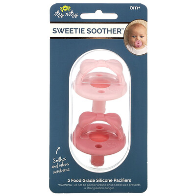 itzy ritzy Sweetie Soother Food Grade Silicone Pacifiers 0+ Months Bow 2 Pacifiers
