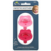 Itzy Ritzy, Sweetie Soother, Pacifier, 0+ Months, Cotton Candy Watermelon Bow, 2 Pacifiers