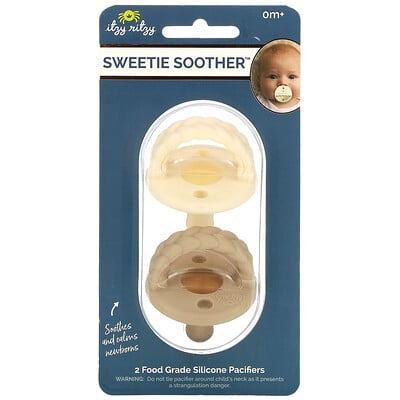 itzy ritzy Sweetie Soother Food Grade Silicone Pacifiers 0+ Months Cream Taupe Braid 2 Pacifiers