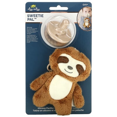 Купить Itzy Ritzy Sweetie Pal, силиконовая соска и плюшевая пустышка Lovey, для детей от 0 месяцев, Sloth, набор из 2 предметов