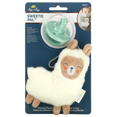 

itzy ritzy Sweetie Pal Silicone Pacifier and Plush Pacifier Lovey 0+ Months Llama 2 Piece Set