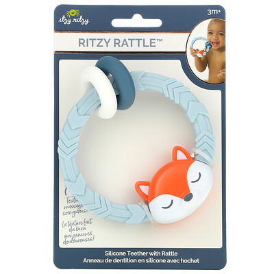 Itzy Ritzy Ritzy Rattle, силиконовый прорезыватель с погремушкой, для детей от 3 месяцев, лисичка, 1 шт.