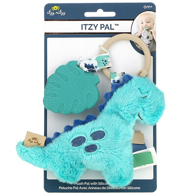 Купить Itzy Ritzy Itzy Pal, плюшевая игрушка с силиконовым прорезывателем, для малышей от 0 месяцев, динозаврик Джеймс, 1 шт.