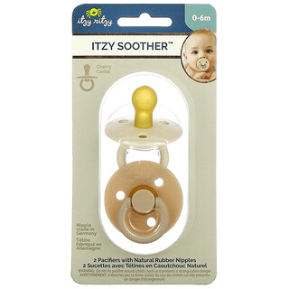 itzy ritzy, Itzy Soother, Pacifiers with Natural Rubber Nipples, 0-6 Months, Coconut & Toast, 2 Pacifiers