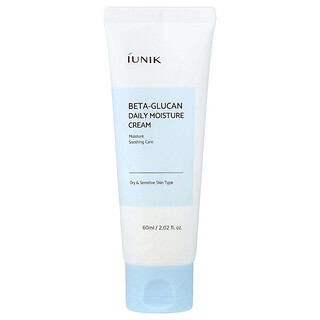 iUNIK, Beta-Glukan Günlük Nemlendirici Krem, Kuru ve Hassas Cilt Tipleri İçin, 60 ml (2,02 fl oz)
