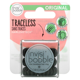 Invisibobble, Original, Traceless Hair Ring, True Black, 3 Pack