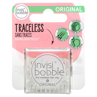 Invisibobble, Original, Traceless Hair Ring, Crystal Clear, 3 Pack