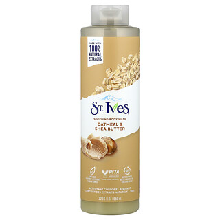 St. Ives, Sabun Mandi Cair yang Menenangkan, Oatmeal & Mentega Shea, 650 ml (22 ons cairan)