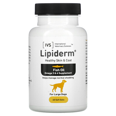International Veterinary Sciences Lipiderm, Healthy Skin & Coat, For Large Dogs, 60 Soft Gels