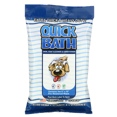 International Veterinary Sciences Quick Bath, Skin, Coat Cleaner & Conditioner, Small Dog, 10 Pack