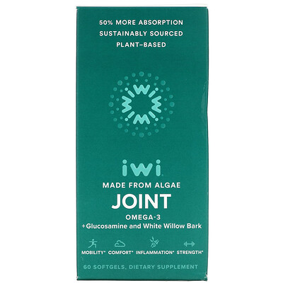 

iWi, Joint, Omega-3 + Glucosamine and White Willow Bark, 60 Softgels