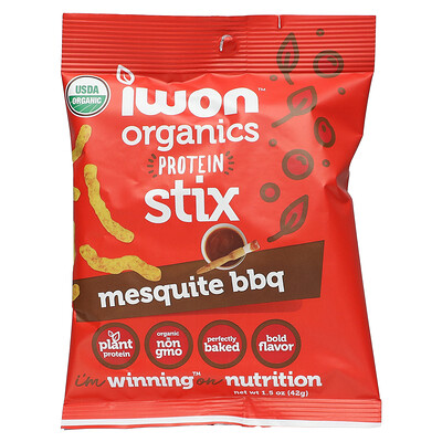 

IWON Organics Protein Stix Mesquite BBQ 8 Bags 1.5 oz (42 g) Each