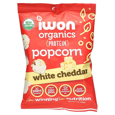 

IWON Organic Protein Popcorn White Cheddar 8 Bags 1 oz (28 g) Each