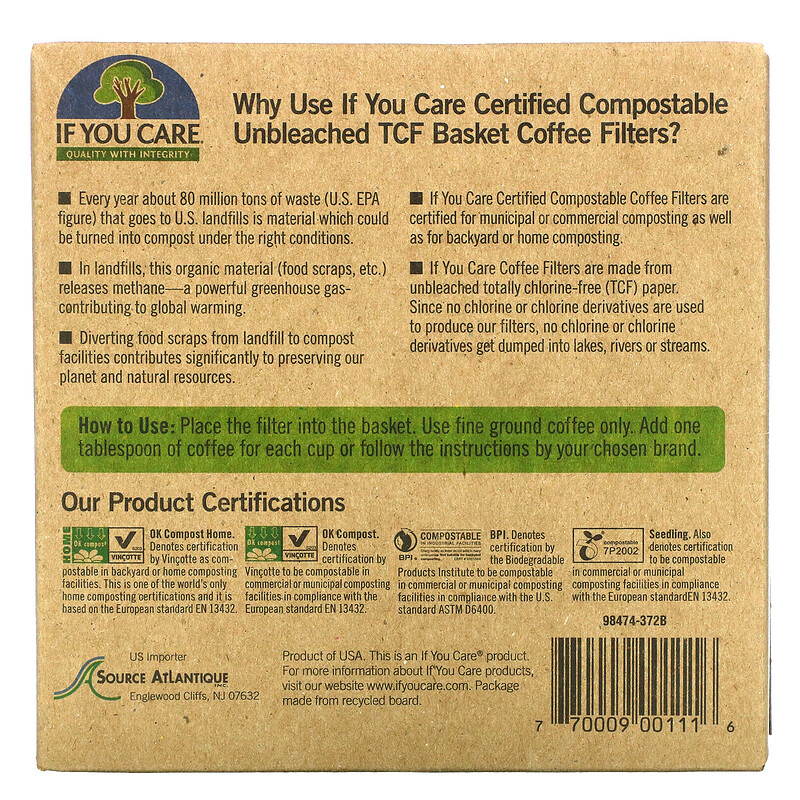If You Care Filtri Per Caffè A Cestello, Profondità 6,3 Cm, Non Sbiancati, 100 Filtri Per Confezione (Confezione Da 3) - 2
